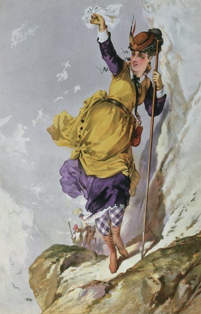 Woman Mountain Climbing, c.1860-70 by Philippe Jacques after Linder